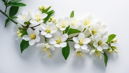 Fototapeta premium Jasmine Blossom Displayed on White Surface