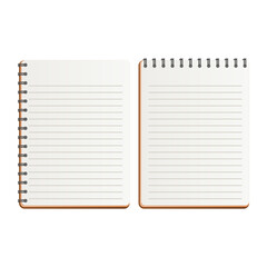 Blank Notebook with Lines Vector. Notebook on White Background. Notebook with White Pages.