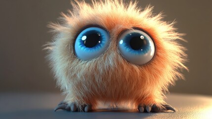 Fototapeta premium Fluffy, expressive creature with large eyes