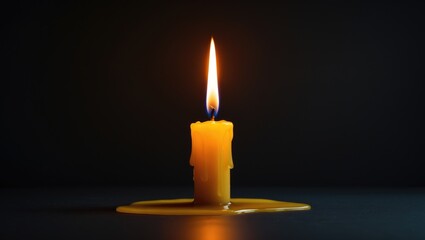 A solitary candle emitting a bright glow behind