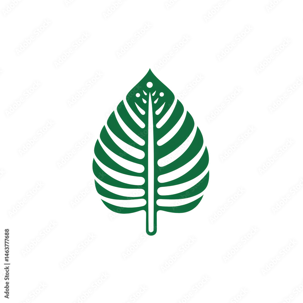 Aufkleber isolated ornate leaf design shimmering with emerald hues against a void backdrop
