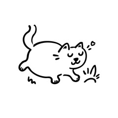 Cute Dog Playing Happy Line Drawing Marker
