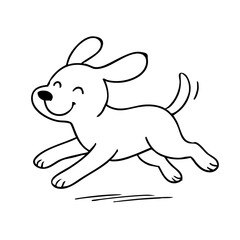 Cute Dog Playing Happy Line Drawing Marker