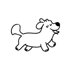 Cute Dog Playing Happy Line Drawing Marker
