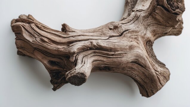 Macro shot of an agarwood stick with resinous texture isolated on white