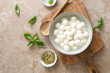Mozzarella cheese balls, top view