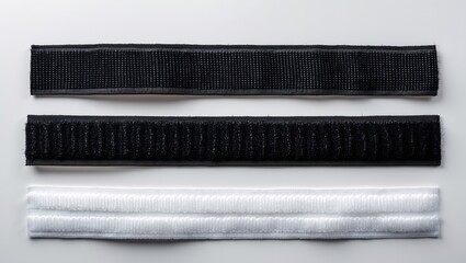 Velcro fastener for clothing on a white background, seen from the top.