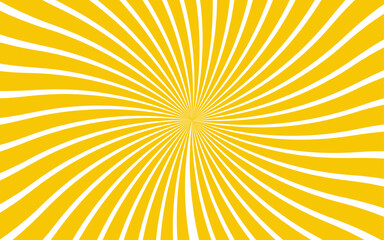 Abstract vivid radial optical illusion design with alternating yellow and white curved stripes. Swirling, energetic sunburst pattern with hypnotic or psychedelic atmosphere. motion waves center twist 