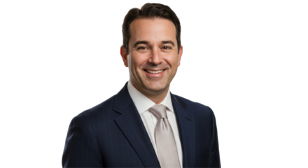 Isolated Formal Portrait of a Smiling Businessman in Suit