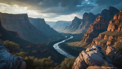 The 26 km Canyon includes the Three Rondavels on the right, three mountains that resemble traditional homesteads.