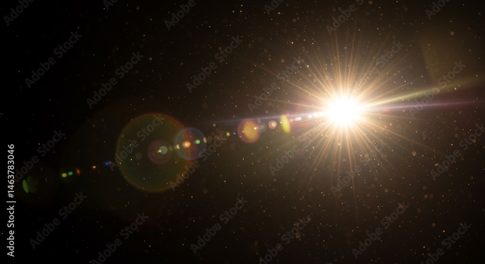 Wall mural flash. realistic flares. glowing effects. photography camera light or sunlight reflection from lens.