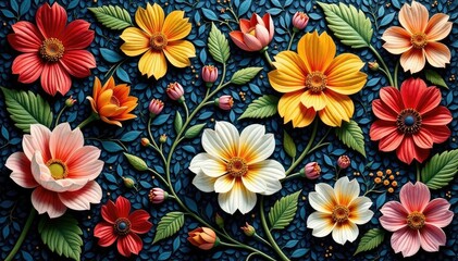 Intricate woven floral tapestry, rich textures, pattern, retro pattern, fabric