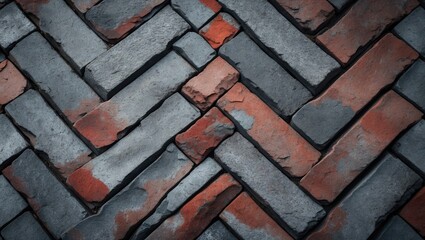 Background featuring brick pavers arranged in a chevron design