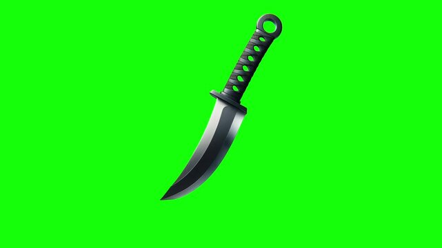 Kunai green screen animation motion graphic in 4K high resolution.