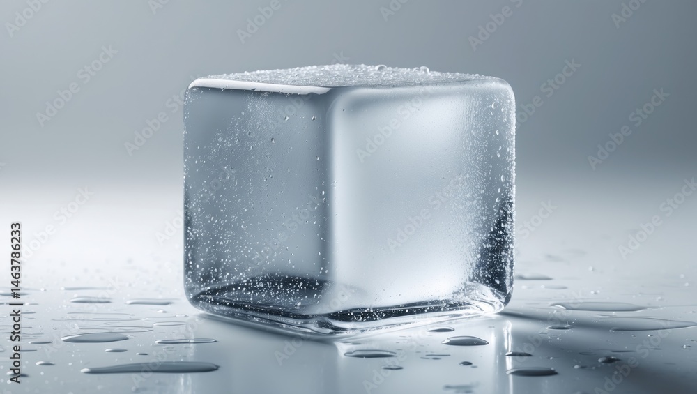 Aufkleber frozen ice cube on clear background featuring clipping path and complete depth of field