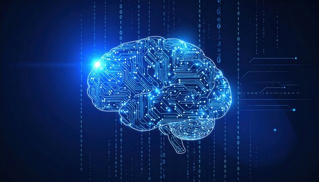 Exploring neural networks brain simulation technology digital environment infographic futuristic viewpoint innovation concept