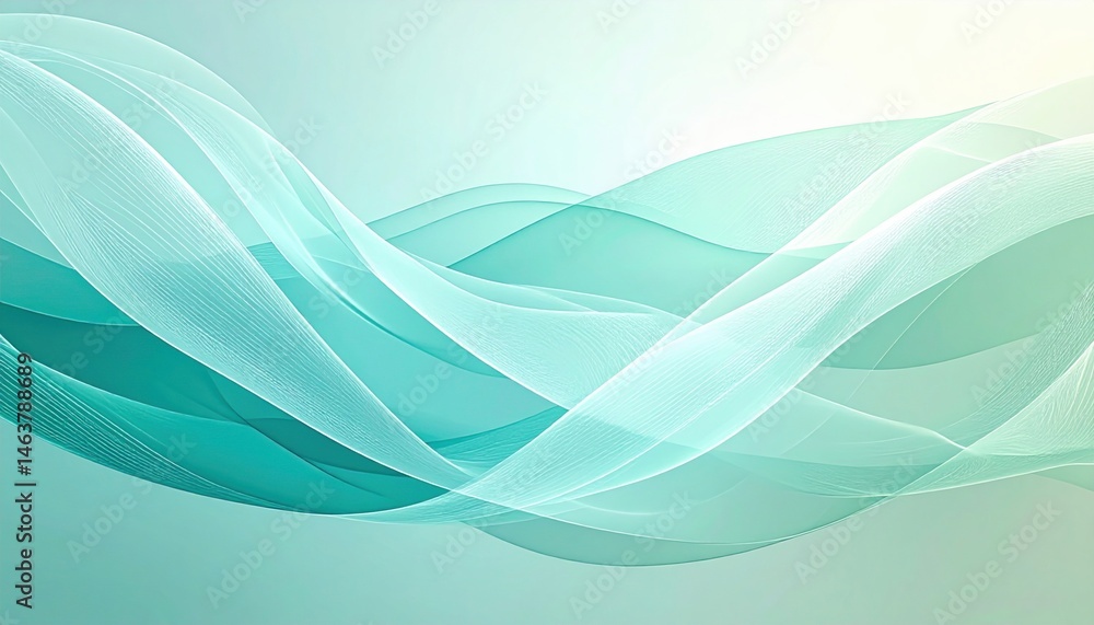 Poster flowing abstract wave patterns digital art graphic design modern aesthetic soft colors tranquil envi