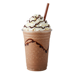 Chocolate frappe with cream isolated on transparent background