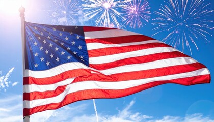Fototapeta premium Celebrating independence day with fireworks and american flag united states photography daytime outdoor patriotism