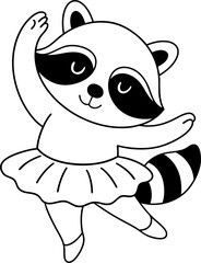 Cute raccoon dancing joyfully in ballet outfit, showcasing playful movement and charm