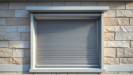 Fototapeta premium Home security system featuring shutters on the first floor for enhanced safety