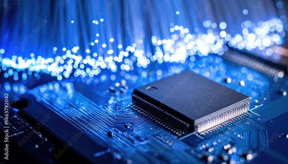Aufkleber innovative technology event showcasing microchips and circuit boards tech hub visual content futuris