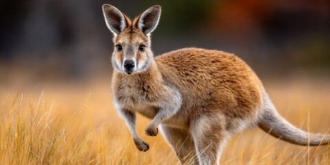 Fototapeta premium Alert kangaroo in golden field
