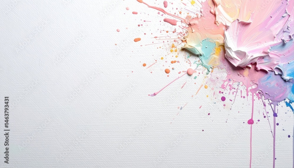 Poster creative art splash action studio abstract paint splatter vibrant environment overhead view artistic