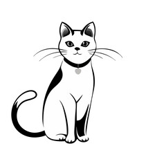 Obraz premium Charming outline of black and white Chantilly Tiffany cat sitting gracefully