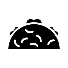 Black and white taco icon symbolizing fast food and culinary simplicity