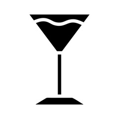 Stylized graphical representation of a classic cocktail glass with liquid design