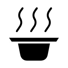 Stylized depiction of steaming bowl, hinting at warm sustenance or preparation