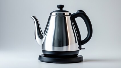 Fototapeta premium Single stylish electric kettle for tea and water heating on white backdrop