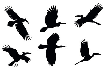 Obraz premium Flying Birds Silhouette Vector
