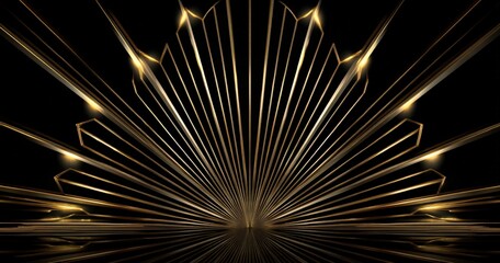 Obraz premium Elegant golden geometric pattern on black background.