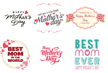 Happy Mother's Day Vector Art Set: Editable Greetings
