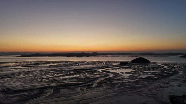 Korean Island Scenery - Island Tidal Flats with Sunrise-01