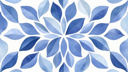 Abstract blue leaf pattern with varying shades creating a floral design suitable for backgrounds