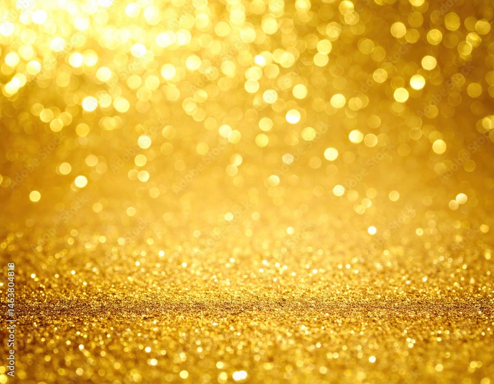 Poster a shimmering golden background filled with sparkling bokeh, creating a luxurious and festive atmosph