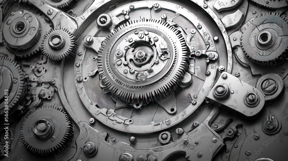 Poster intricate clockwork mechanism: a detailed exploration of gears and components