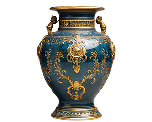 a blue and gold vase