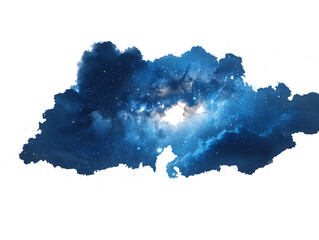 Cosmic Nebula with Dark Center, Blue and Purple Hues, PNG