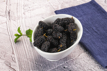 Juicy sweet mulberry in the bowl
