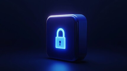 Abstract blue digital padlock symbolizing cybersecurity and data protection.