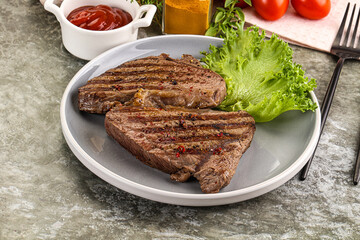 Delicus grilled beef steak with sauce