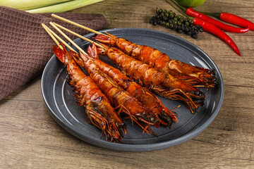 Tasty grilled tiger prawn snack