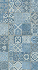 Blue Tile Mosaic Background Repeating Geometric Pattern Illustration