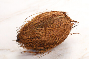 Natural exotic brown hairy coconut