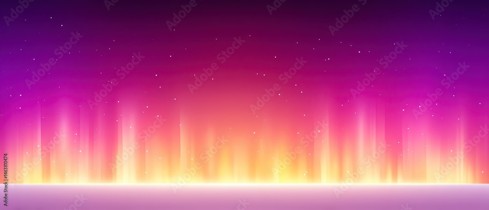 Poster vibrant abstract landscape with colorful gradient and floating elements.