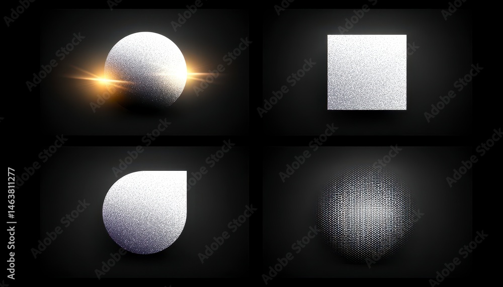 Poster abstract shapes with light and texture variations on a dark background.